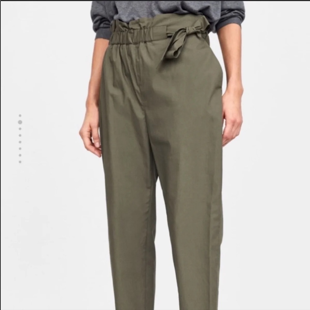 Zara Basics Olive Green Paperbag Pants